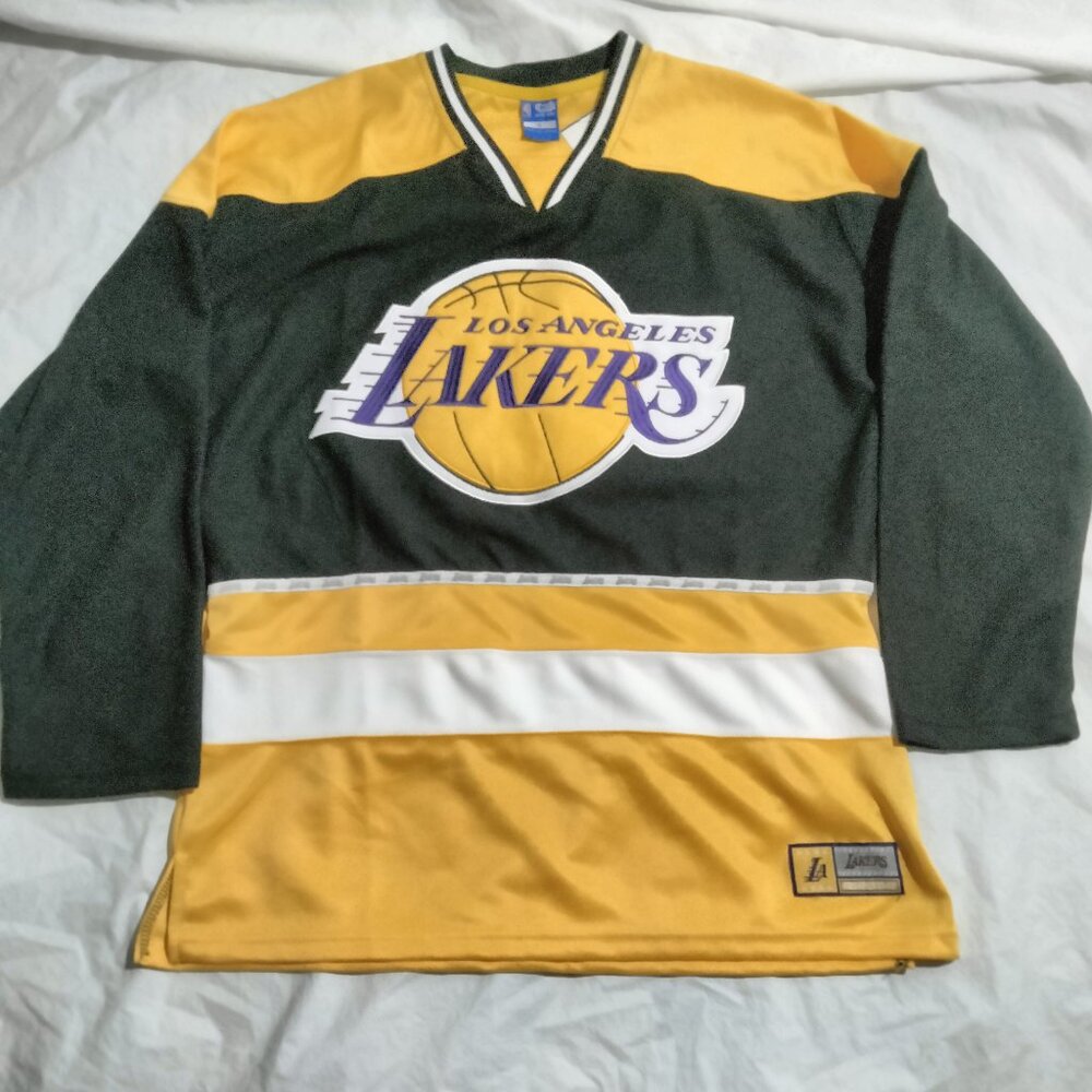 LA  Lakers Hockey Jersey NBA NHL Men’s Small 90s Yellow Black Long Sleeve NWT